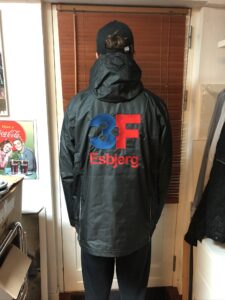 Stort rygbroderi på jakke til 3F Esbjerg